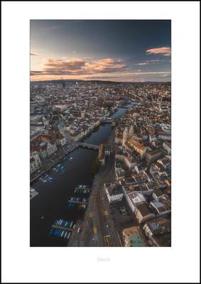 Limmat Zürich Hochformat Aerial von Alex Tseli