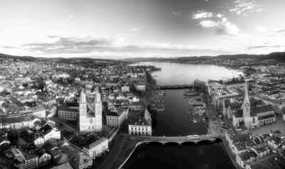 Leinwandprint Zürich mit See  Aerial von Alex Tseli 75x42x2cm