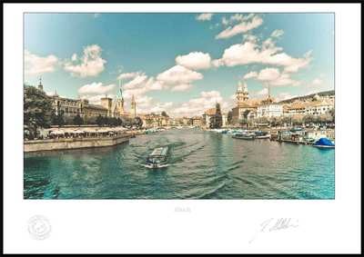 Retro Limmat mit Schiff