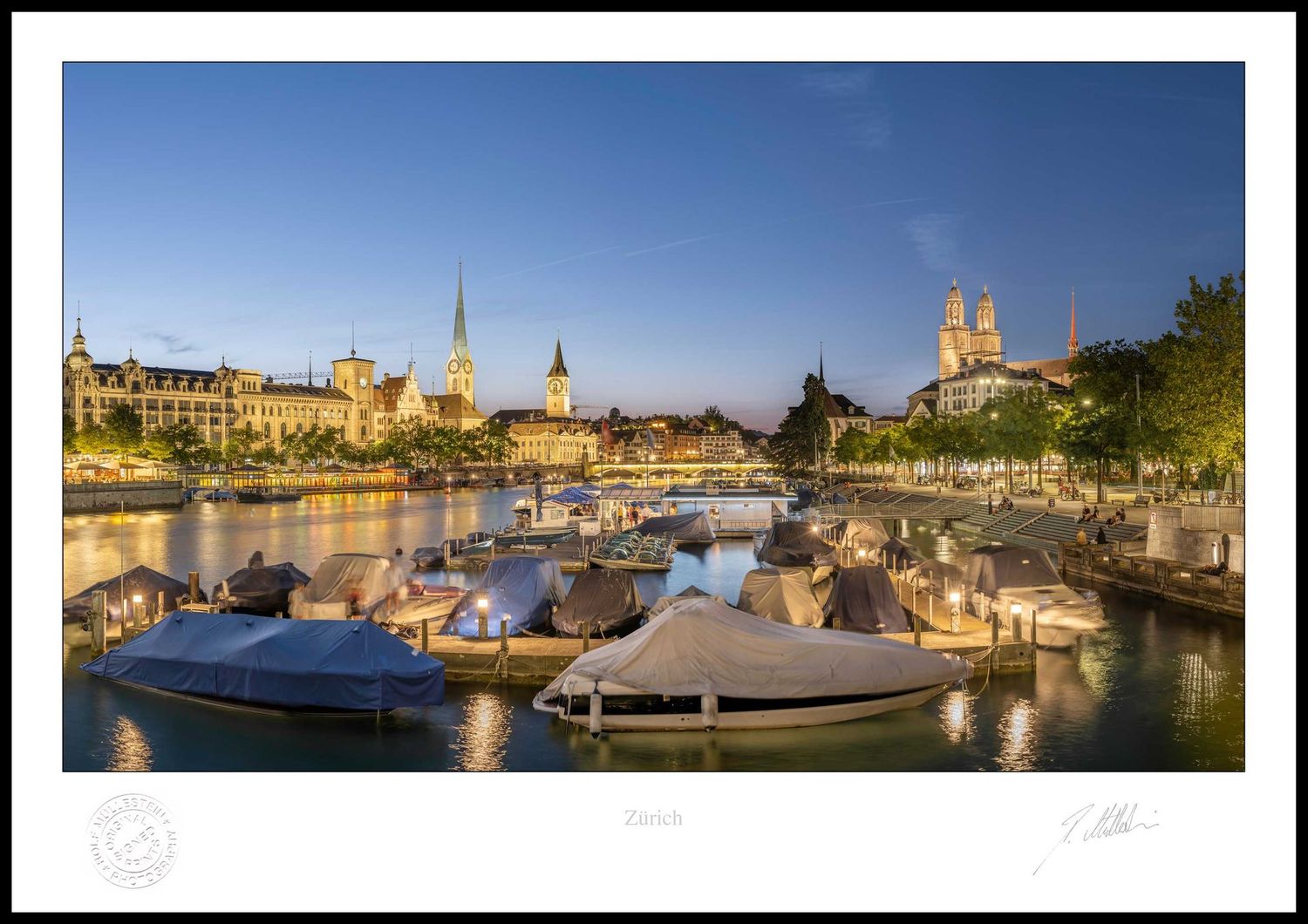 Limmat bei Nacht mit Pier7 Version 2022 farbig