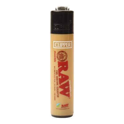 Clipper Mini Raw Refillable Lighter with iconic RAW branding, eco-friendly design, and portable size