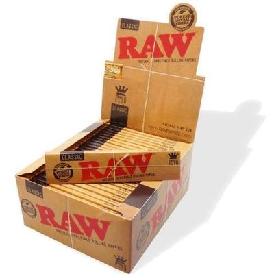 RAW Authentic Rolling Papers King Size Slim Classic made from unrefined, natural plant fibers for a smooth, even burn.