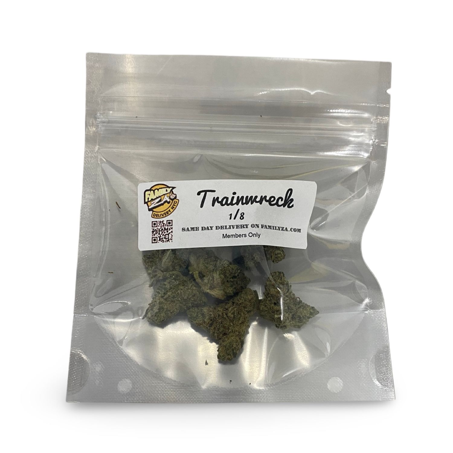 Trainwreck cannabis flower – 1/8th ounce sativa strain with fast NYC weed delivery from FamilyZa.com
