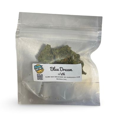 Blue Dream eighth ounce weed bag from Family Za - same day NYC cannabis delivery