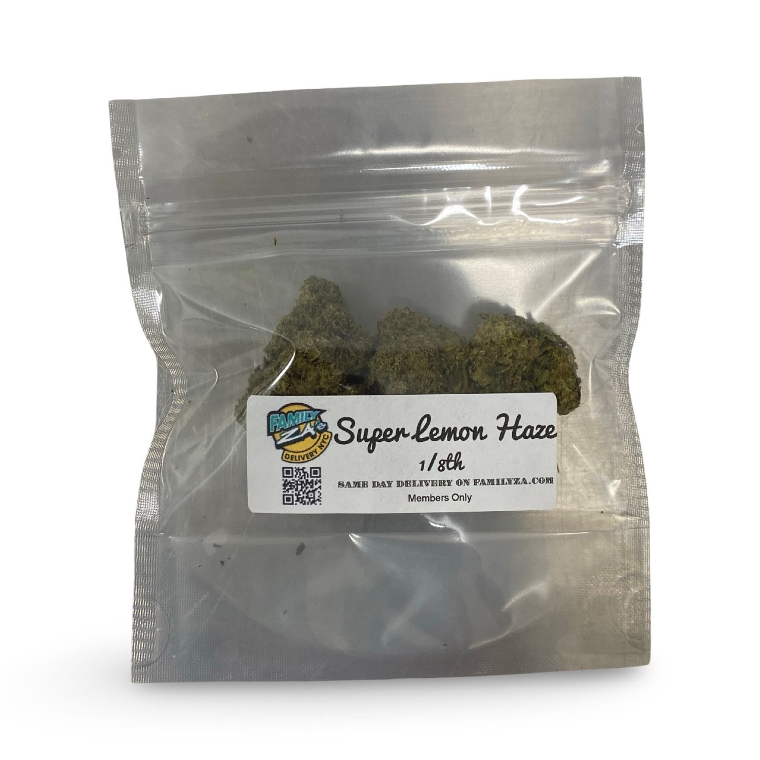  3.5g Super Lemon Haze cannabis weighed for NYC weed delivery – top-shelf eighth from Family Za