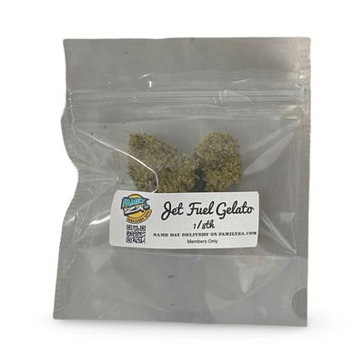 Jet Fuel Gelato eighth in labeled Family Za packaging – NYC same-day weed delivery