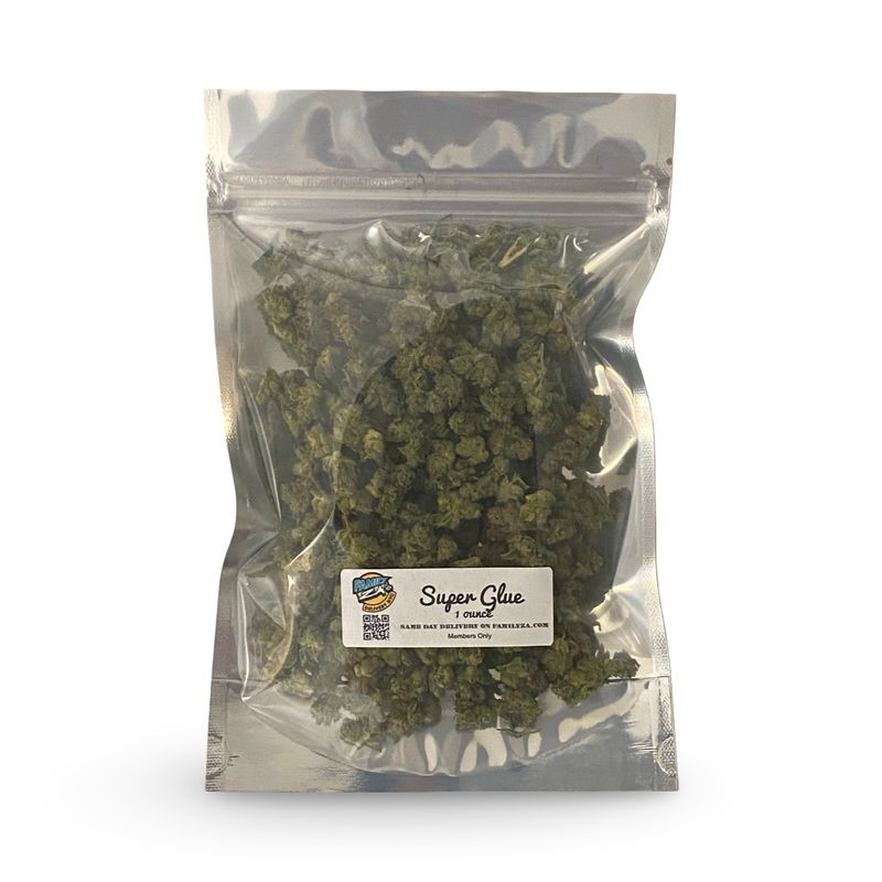 Super Glue Strain in Family Za's Delivery Ounce Bag