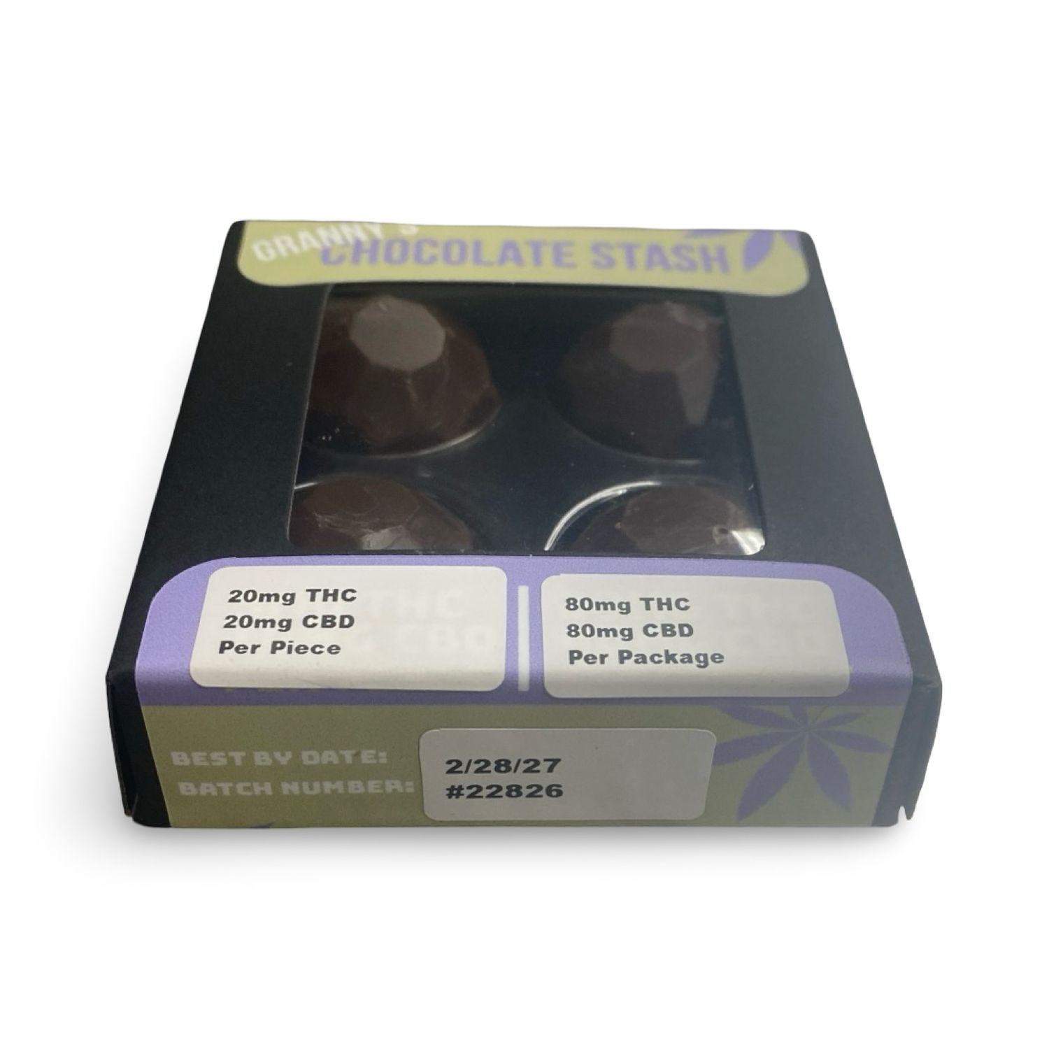 Granny's Chocolate Stash 20MG THC 20MG CBD Per Piece | 80MG THC 80MG CBD Total