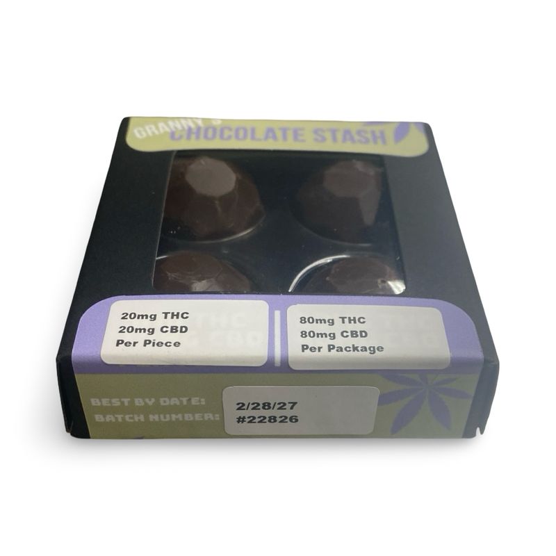 Granny's Chocolate Stash 20MG THC 20MG CBD Per Piece | 80MG THC 80MG CBD Total