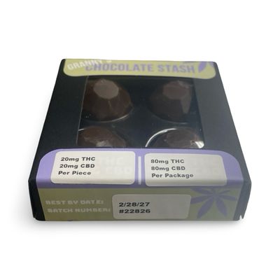 Granny's Chocolate Stash 20MG THC 20MG CBD Per Piece | 80MG THC 80MG CBD Total