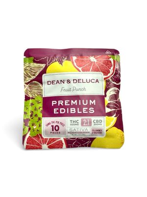 Dean &amp; Deluca Gummies | Fruit Punch | Sativa | 50MG - 25MG | 500MG THC - 250MG CBD