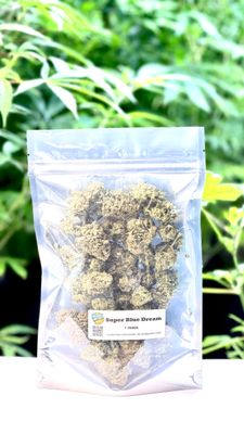 Super Blue Dream in Family Za's Weed Delivery Ounce Bag