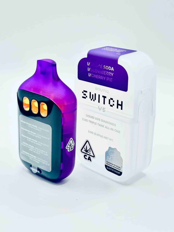 Boutiq Switch V5 Liquid Live Diamonds | Grape Soda Indica | Glowberry Indica | Cherry Pie Indica | 2G