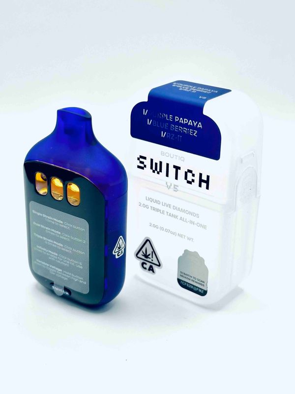 Boutiq Switch V5 Liquid Live Diamonds | Purple Papaya Indica | Blue Berriez Indica | RZ-11 Indica | 2G