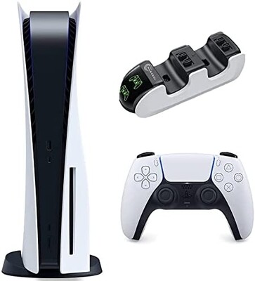 2022 Newest Playtation Gaming Console PS.5 Disk Edition, AMD Ryzen Zen 8 Cores, 16GB GDDR6 RAM, 825GB SSD + One Wireless Controller + w/MarxsolController Charging Dock