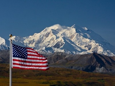 Denali With Flag