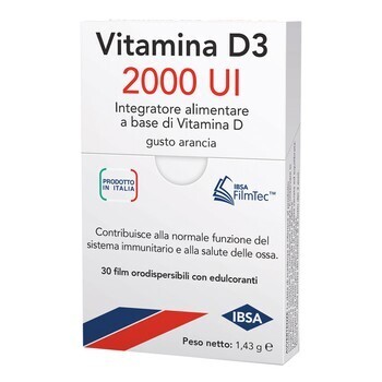 Vitamina D3 Ibsa 2000 UI 30 Film Orodispersibili - Integratore per le Ossa.