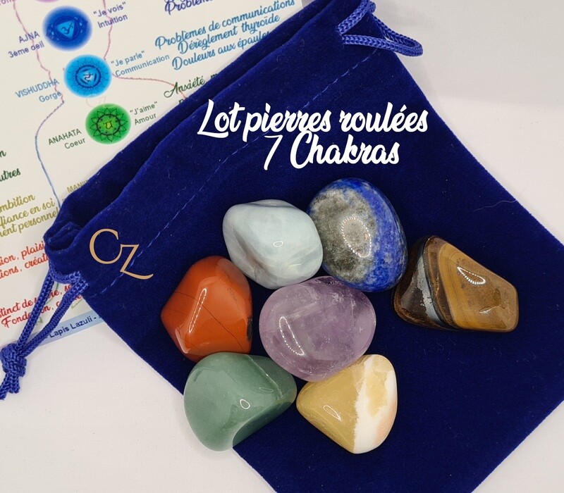 7 CHAKRAS - KIT LITHO PIERRES ROULÉES