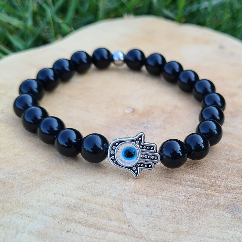 BRACELET PROTECTION MAUVAIS OEIL - OBSIDIENNE OEIL CELESTE