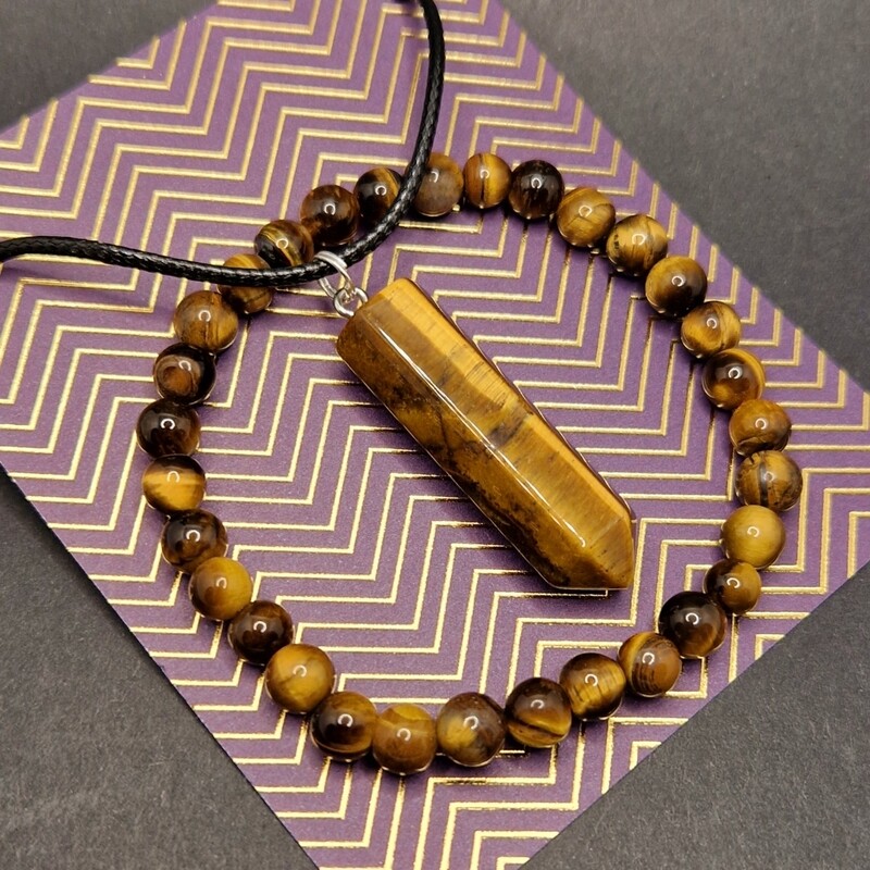COFFRET OEIL DE TIGRE - PENDENTIF + BRACELET