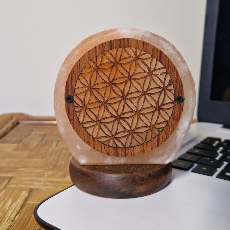 MINI LAMPE DE SEL ROSE D'HIMALAYA FLEUR DE VIE - USB
