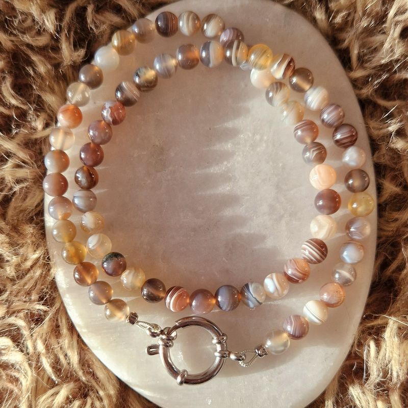 COLLIER - AGATE DE BOTSWANA