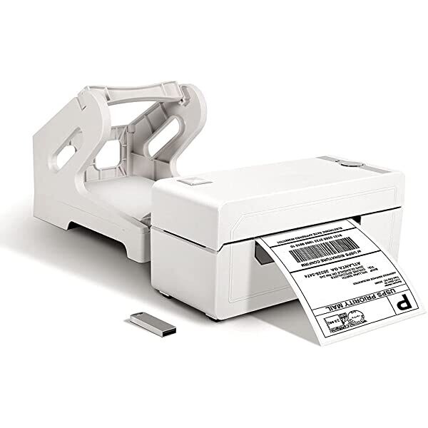 BUNDLE - Thermal Printer, 500 Roll Adhesive Paper, Paper Tray