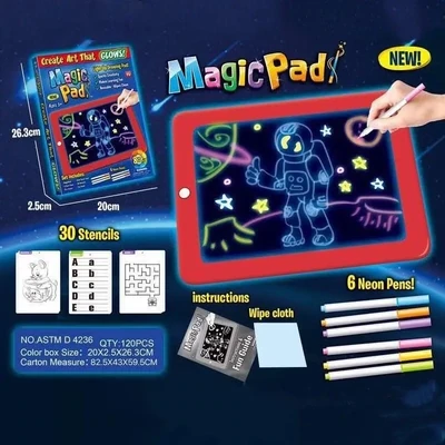 Creative Art LED Light Kids Drawing Writing Pad Toy Magic Portable 3D LED Light Drawing Board
