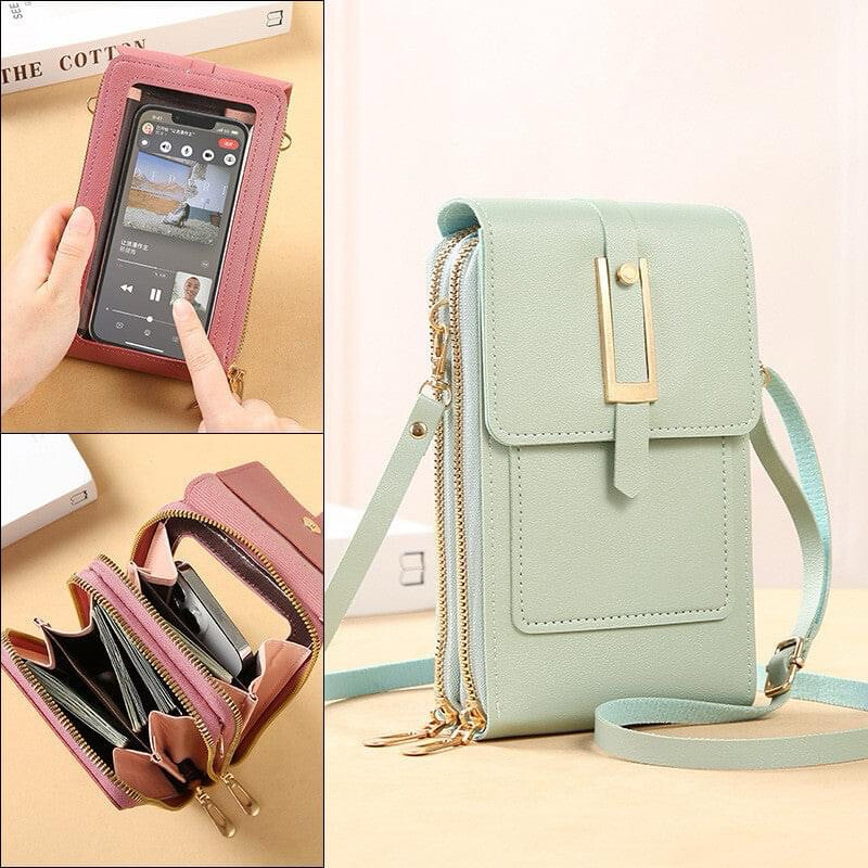 Touchscreen Crossbody Leather Phone Case Bag