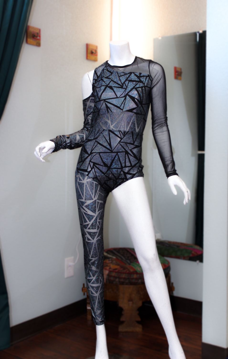 Blue and Silver Half leg Costume