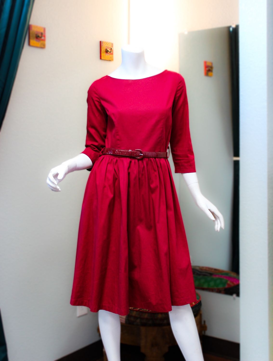 Red Belted Dress