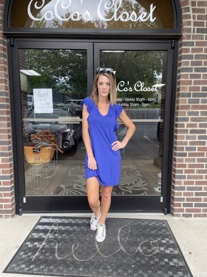 Lilla P  Ruffle Sleeve-V-Neck Dress in Regatta