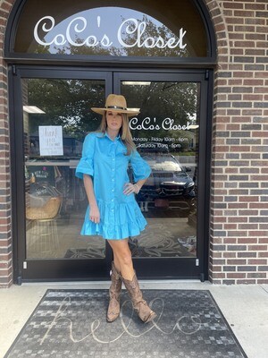 Kasia Rhea Ruffle Dress in Turquoise Size XS NWT