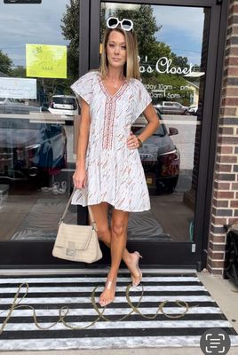Lilla P Flutter Sleeve Dress Wave Print XS -NWT