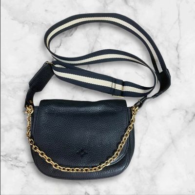 India Hicks Black Leather Cartridge Crossbody