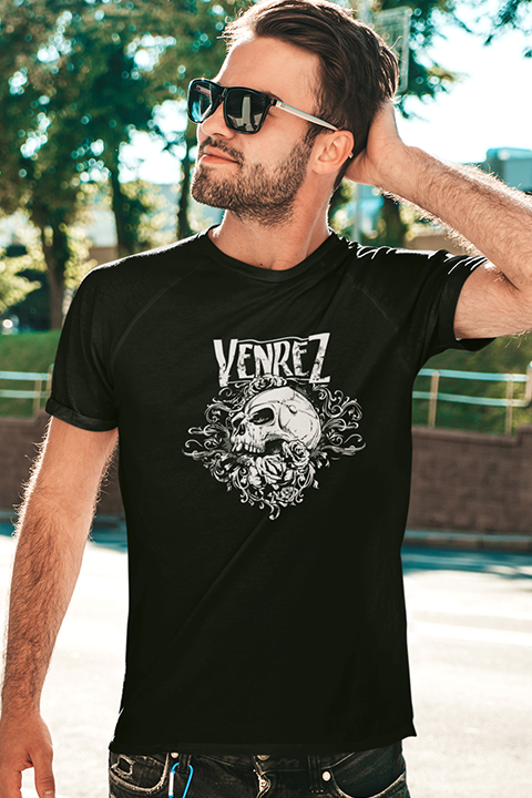 VENREZ  MEN'S BLACK T SHIRT