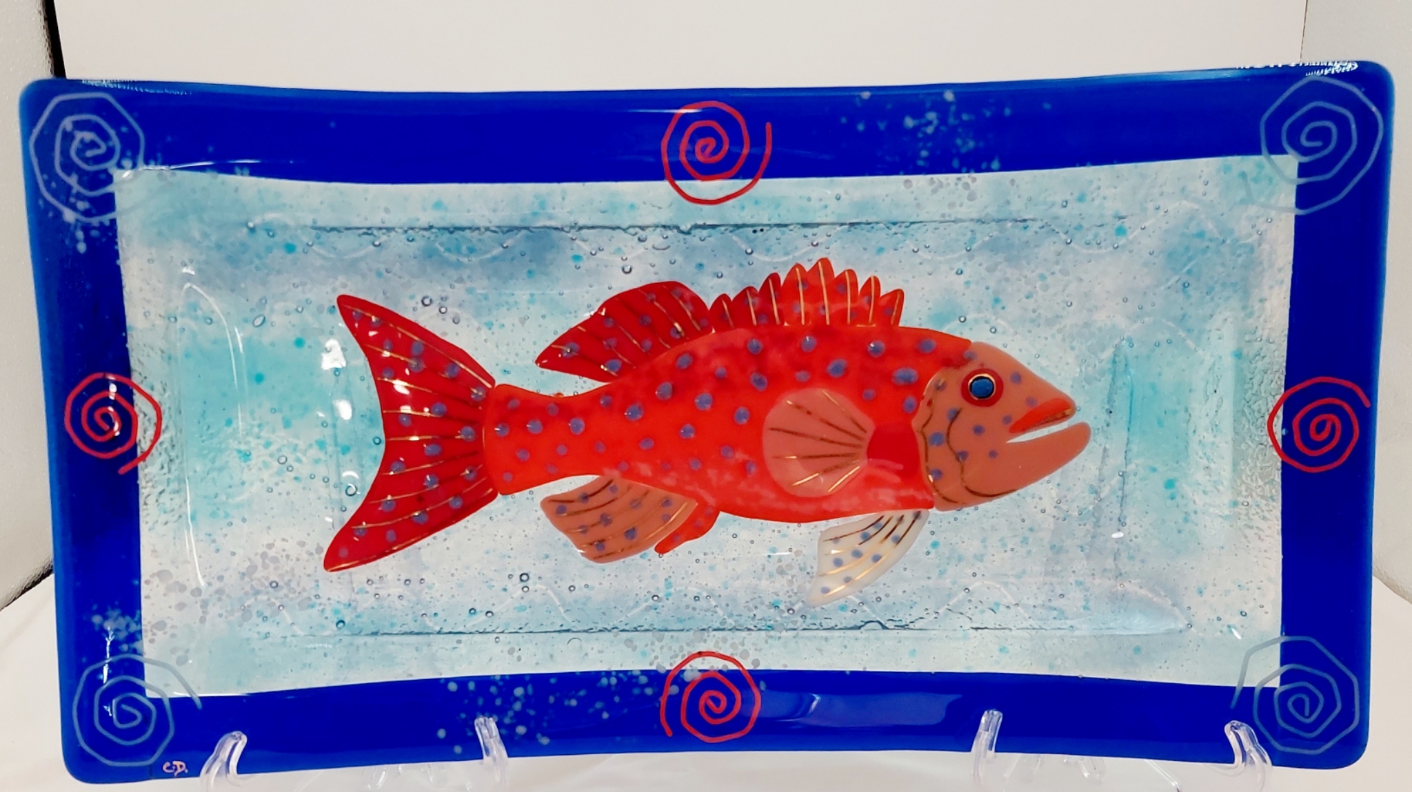 Cindy Durant,- Large Fused Glass Fish Platter