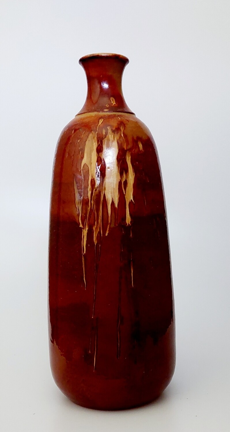 Peter Collier Large Pottery Vase in Rusty Red with Drip Glaze at the Front, for the Collector, Birthday Gift or Christmas Gift.