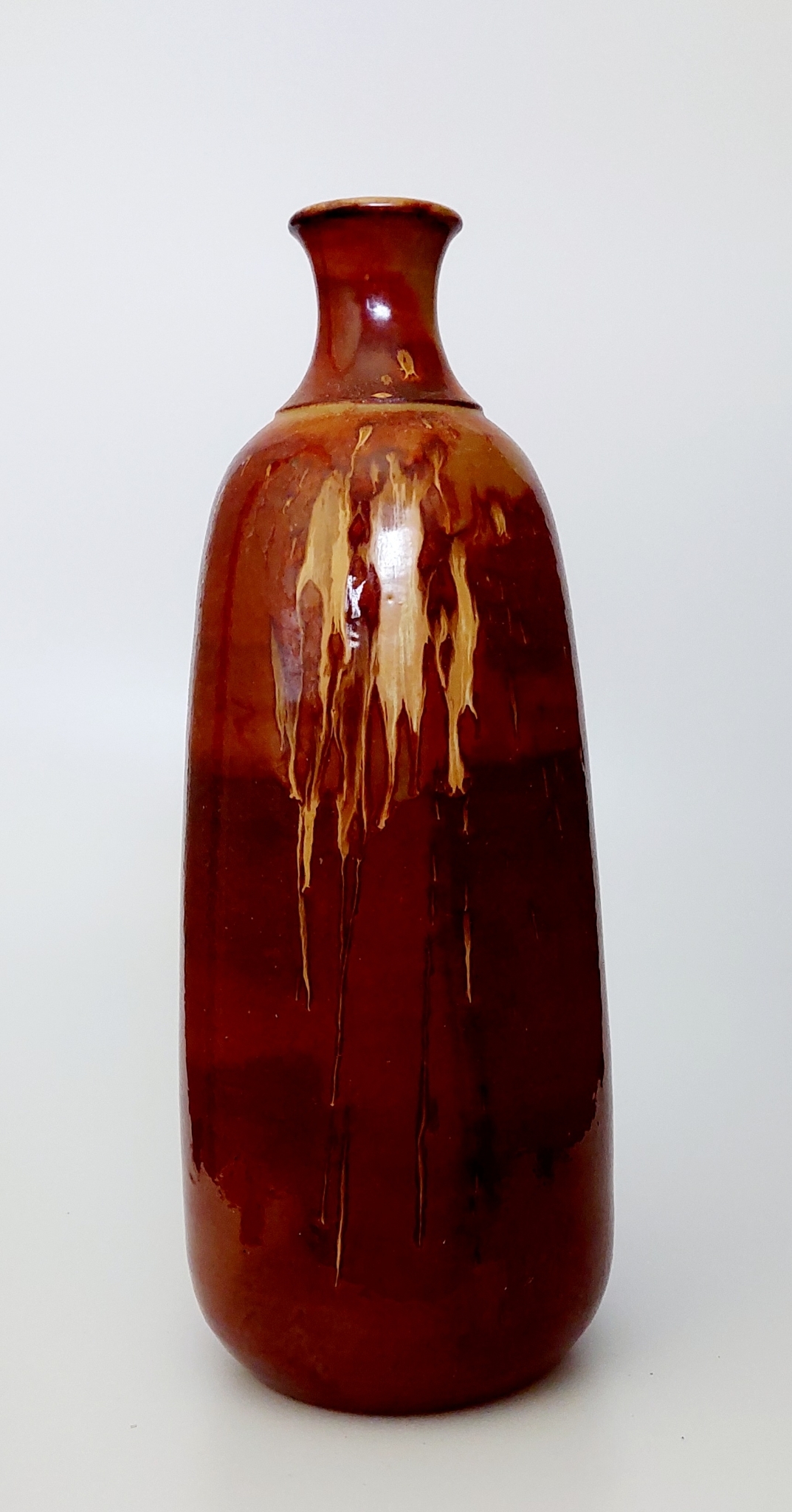 Peter Collier Large Pottery Vase in Rusty Red with Drip Glaze at the Front, for the Collector, Birthday Gift or Christmas Gift.