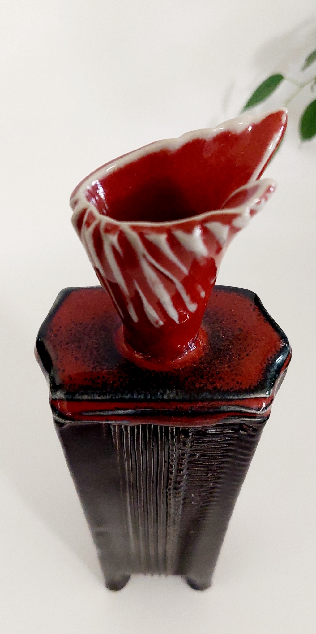 One Tree Hill (Beechworth, Vic) Thin Pottery Vase with an Oxide Glaze.