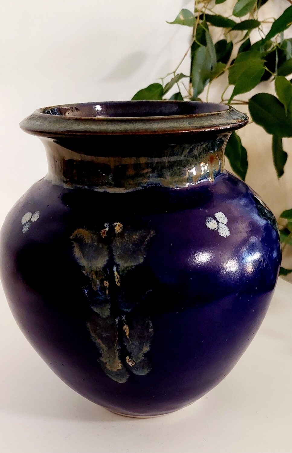 Tony Barnes Pottery Vase,  Australian Pottery,  Moonshine Pottery,  Deep Blue with Abstract Flowers,  Great Gift Idea.