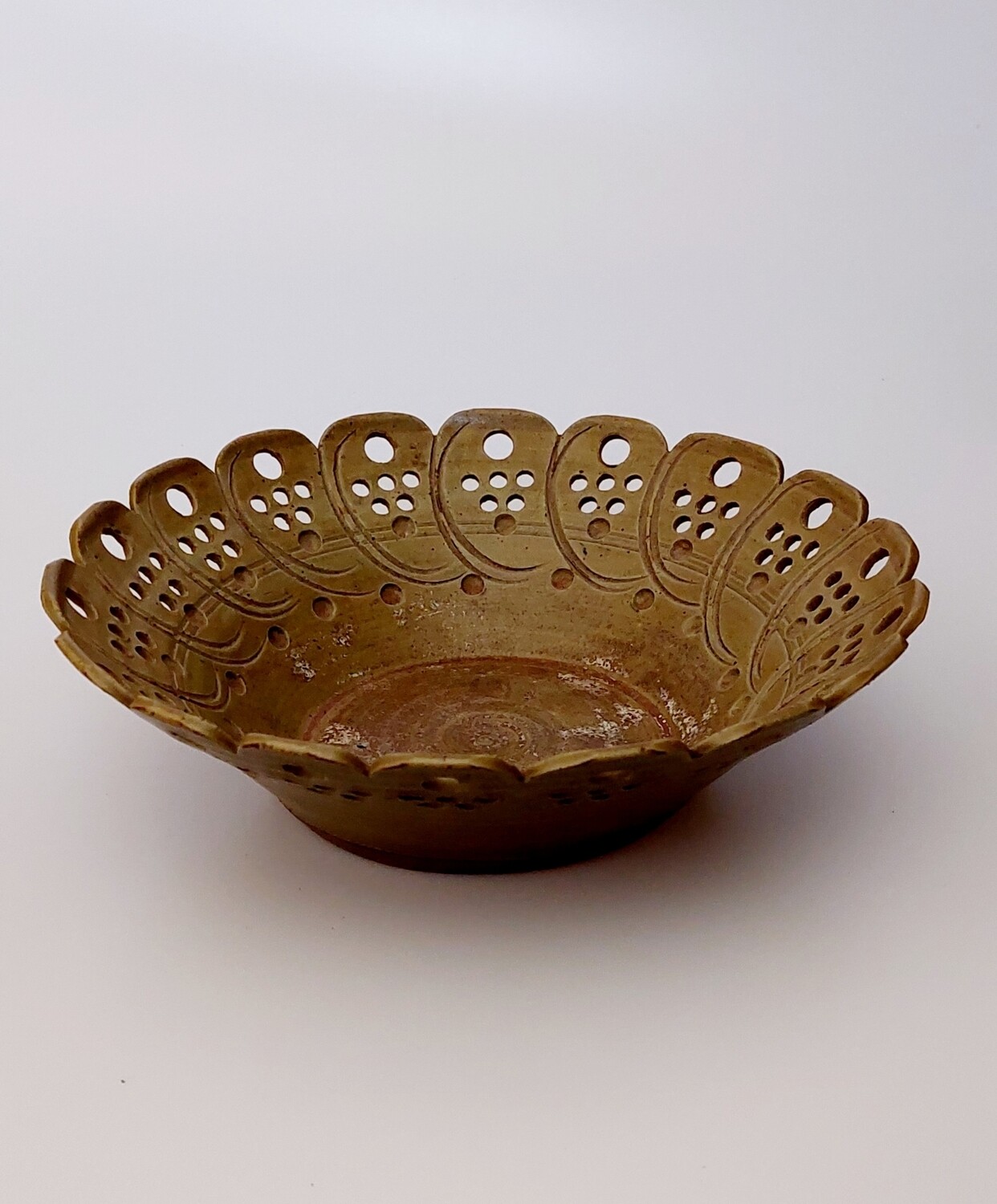Clive Simmonds Pottery Filigree Bowl  (1980), Signed on Base,  Earthy Tones, Beautiful Gift Idea for a Birthday or Christmas.
