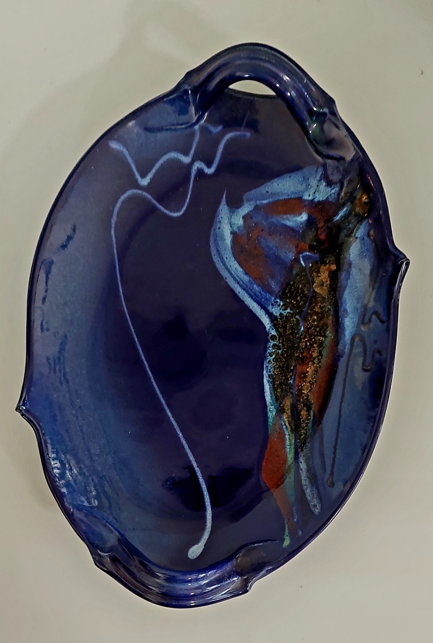 One Tree Hill Pottery Tray with Handles in Tones of Blue,  Great for Entertaining, as a Home Decor Piece, or as a Housewarming Gift.