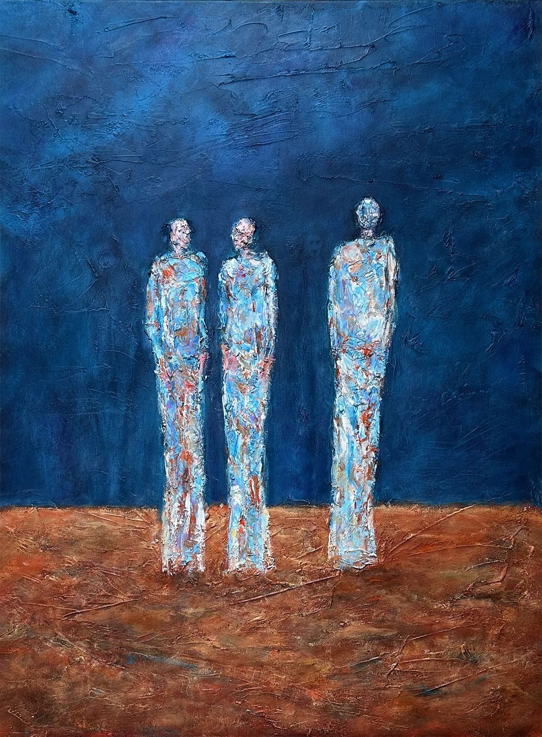 Faith, Hope and Charity (Daughters of Santa Sophia)’ is a painting  by Irish artist Anthony Carey. Made with acrylic, and plaster, it explores feminine archetypes and spiritual symbolism inspired by Jungian psychology and Gnostic tradition.
