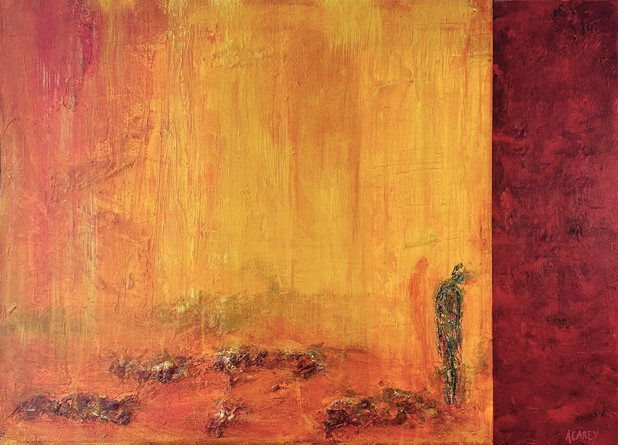Red Embrace in Yellow Hues of Reflection