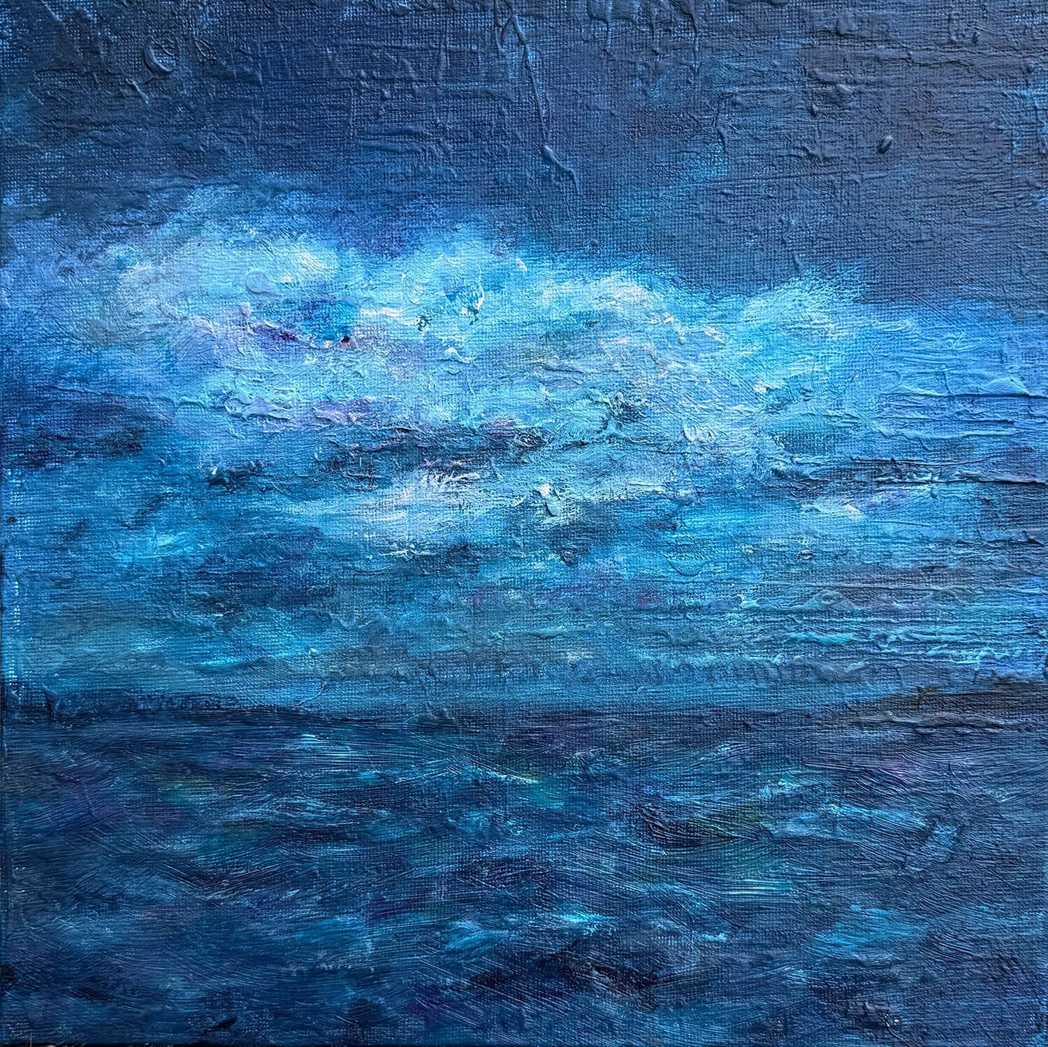 Nights Like These IV Nights Like These IV, by Irish Artist Anthony Carey is an original textured blue painting evoking moonlight over the sea