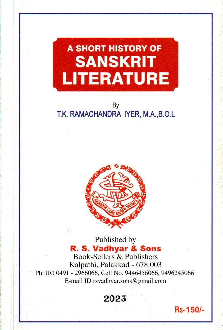 A SHORT HISTORY OF SANSKRIT LITERATURE (English)