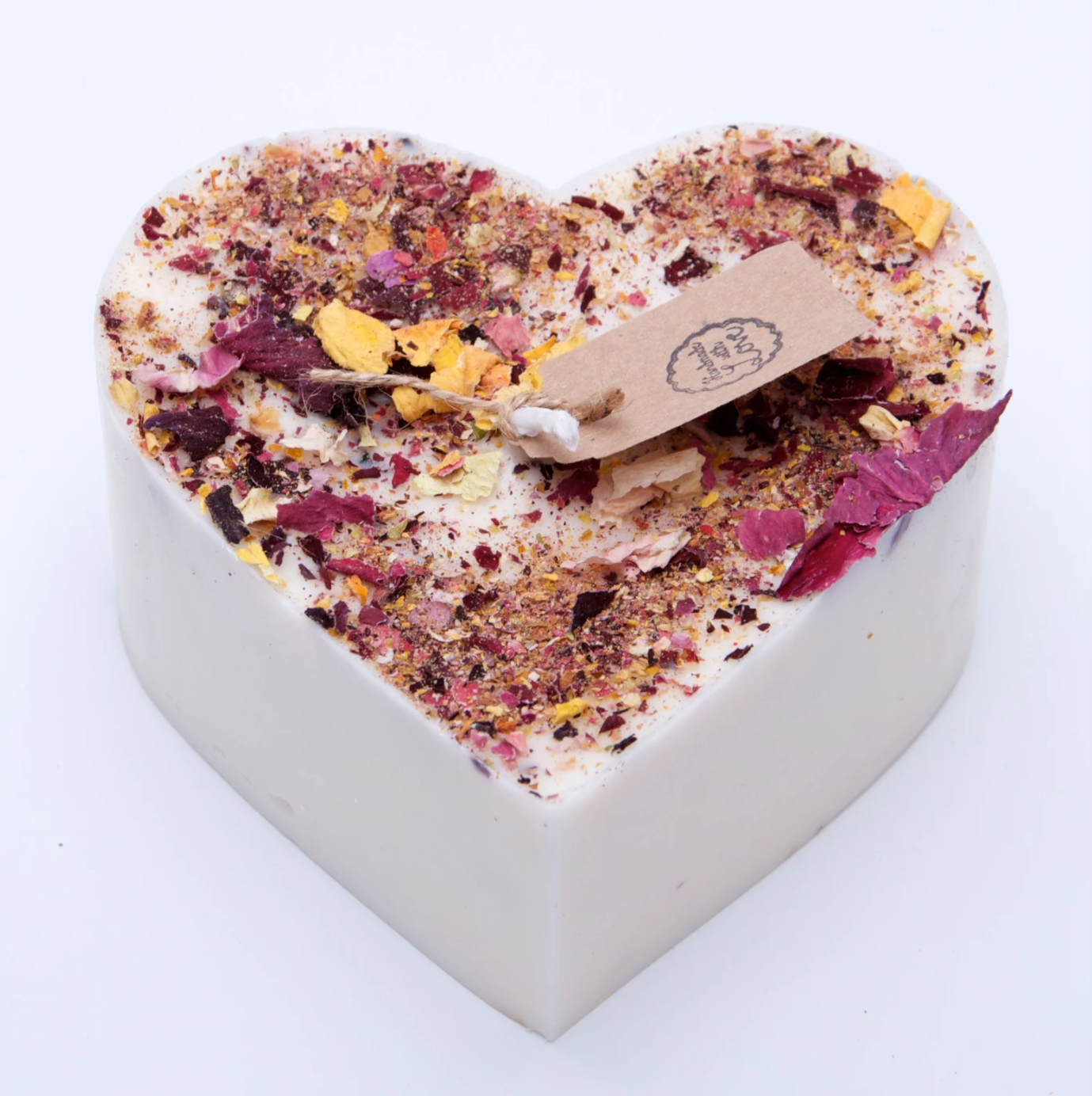 Groot hartvormige Soja Wax Geurkaars met Rozenblaadjes