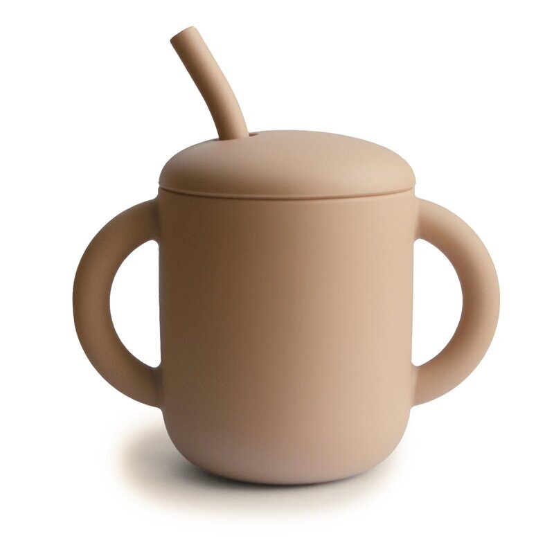 Oefen beker met deksel en rietje - Natural - Mushie