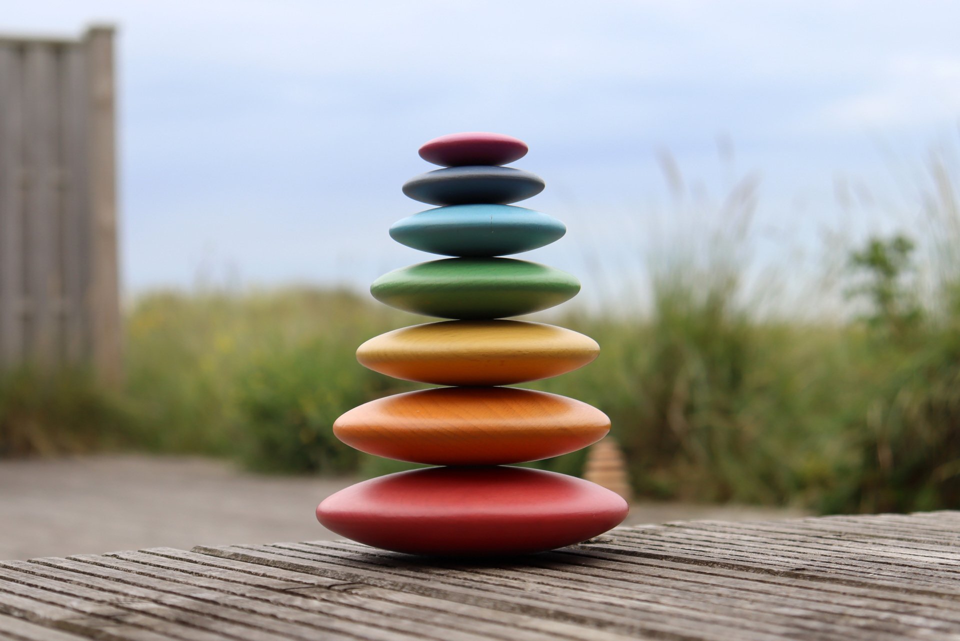 Regenboog houten stenen - Tickit